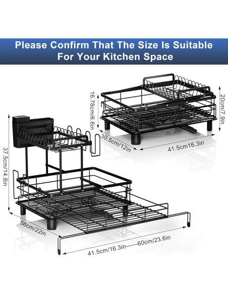 Escurridor de Platos Expandible YEYPOP Acero Inoxidable 2 Niveles