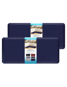 HappyTrends 2 Alfombras de Cocina Antifatiga 1.19cm Marino