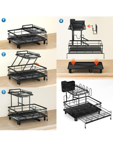 Escurridor de Platos Expandible YEYPOP Acero Inoxidable 2 Niveles