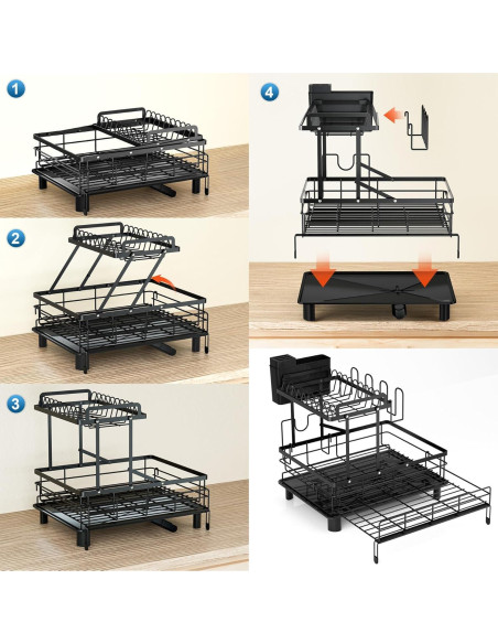 Escurridor de Platos Expandible YEYPOP Acero Inoxidable 2 Niveles