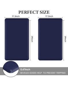 HappyTrends 2 Alfombras de Cocina Antifatiga 1.19cm Marino 2