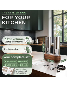 Conjunto Molinillos Eléctricos de Sal y Pimienta WALDWERK 2