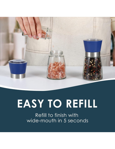 Juego de Molinillos de Sal y Pimienta Vzaahu Azul 170g Juego de Molinillos de Sal y Pimienta Vzaahu Azul 170g