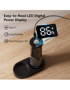 Juego de Molinillos Eléctricos de Sal y Pimienta TOMEEM - Recargables, 5 Niveles, Luz LED 2