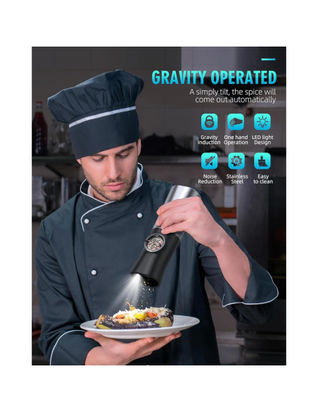 Molinillos Eléctricos de Sal y Pimienta EVANLAN - Acero Inoxidable