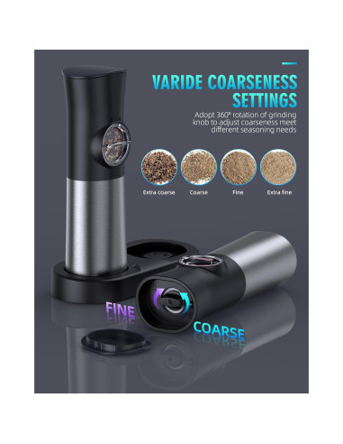 Molinillos Eléctricos de Sal y Pimienta EVANLAN - Acero Inoxidable