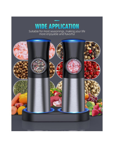Molinillos Eléctricos de Sal y Pimienta EVANLAN - Acero Inoxidable