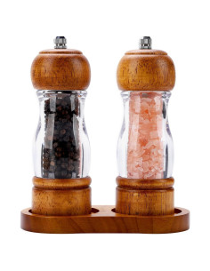 Juego de 2 Molinillos de Pimienta Dzmbv de Madera y Acrílico 16 cm