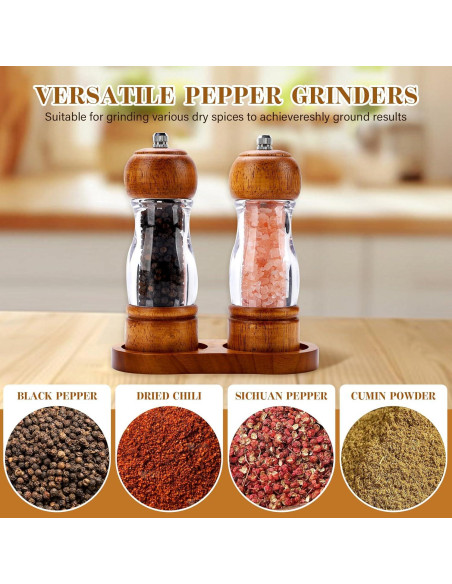 Juego de 2 Molinillos de Pimienta Dzmbv de Madera y Acrílico 16 cm