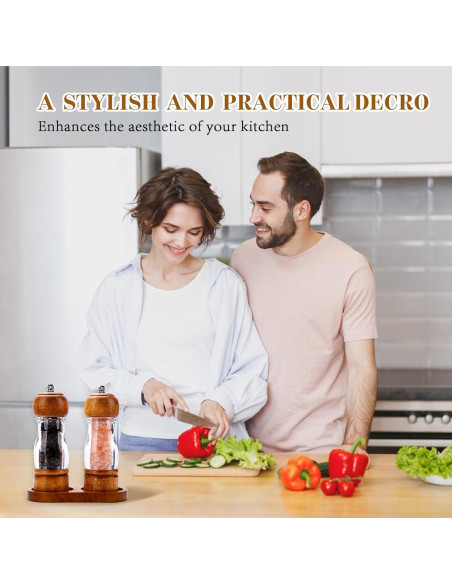 Juego de 2 Molinillos de Pimienta Dzmbv de Madera y Acrílico 16 cm