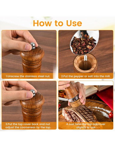 Juego de Molinillos de Sal y Pimienta BeKoas 15 cm Madera