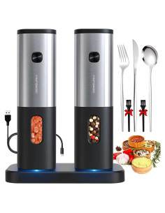 Juego de Molinillos Eléctricos Recargables DERGUAM con Luz LED