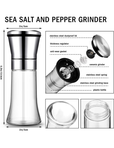 Juego de 12 Molinillos de Sal y Pimienta Nuenen 177 ml Acero Inoxidable