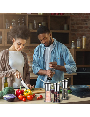 Juego de 12 Molinillos de Sal y Pimienta Nuenen 177 ml Acero Inoxidable