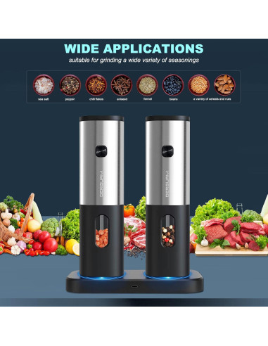 Juego de Molinillos Eléctricos Recargables DERGUAM con Luz LED