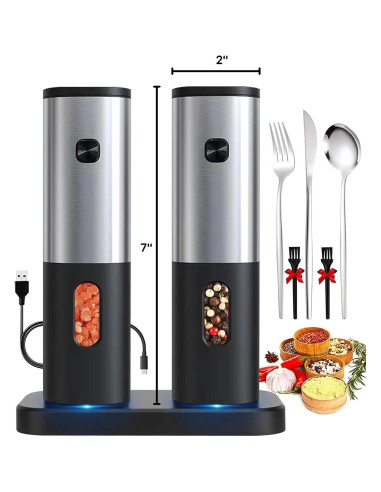 Juego de Molinillos Eléctricos Recargables DERGUAM con Luz LED