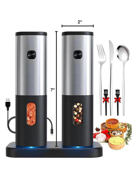 Juego de Molinillos Eléctricos Recargables DERGUAM con Luz LED