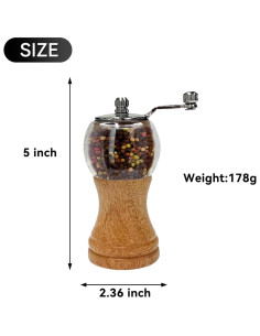 Juego de Molinillos de Pimienta y Sal HONISOX - Madera 12.7 y 15.2 cm 2