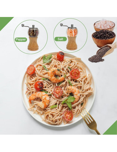 Juego de Molinillos de Pimienta y Sal HONISOX - Madera 12.7 y 15.2 cm