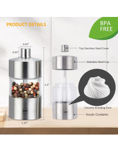 Juego de Molinillos de Sal y Pimienta Myle con Soporte 8.38 cm 2