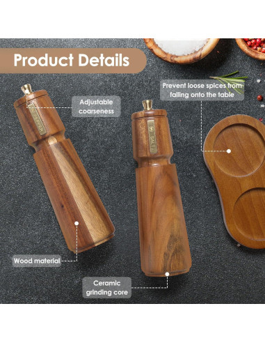 Juego de Molinillos de Sal y Pimienta Foyucool 20.32 cm Ajustable