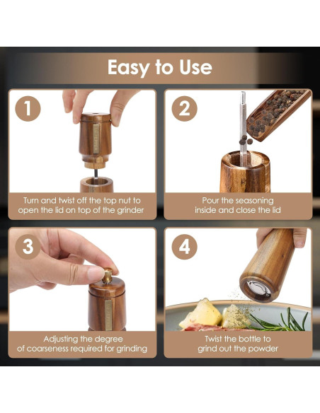 Juego de Molinillos de Sal y Pimienta Foyucool 20.32 cm Ajustable