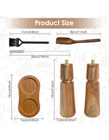 Juego de Molinillos de Sal y Pimienta Foyucool 20.32 cm Ajustable