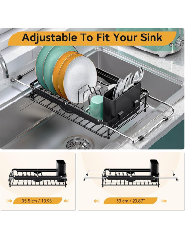Escurridor de Platos Expandible TOOLF Compacto 53 cm Acero Inoxidable