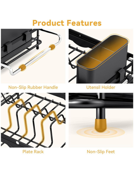 Escurridor de Platos Expandible TOOLF Compacto 53 cm Acero Inoxidable
