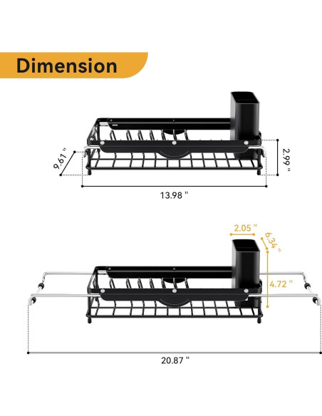 Escurridor de Platos Expandible TOOLF Compacto 53 cm Acero Inoxidable