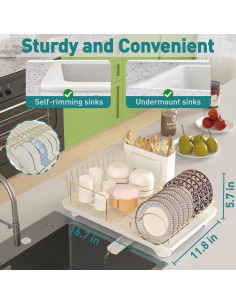 Escurridor de Platos Buruis de Acero Inoxidable Dorado 42.4x30cm 2