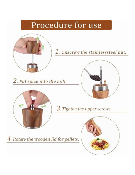 Juego de Molinillos de Sal y Pimienta Han&field 20 cm Madera Acacia