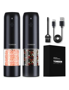 Juego de Molinillos Eléctricos TOMEEM de Sal y Pimienta 46g