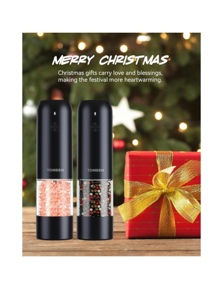 Juego de Molinillos Eléctricos TOMEEM de Sal y Pimienta 46g