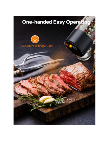 Juego de Molinillos Eléctricos TOMEEM de Sal y Pimienta 46g