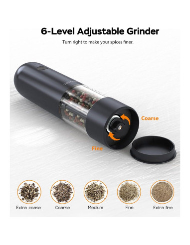 Juego de Molinillos Eléctricos TOMEEM de Sal y Pimienta 46g