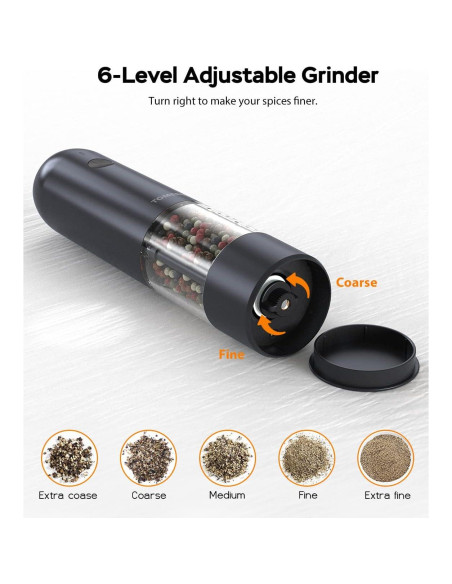 Juego de Molinillos Eléctricos TOMEEM de Sal y Pimienta 46g