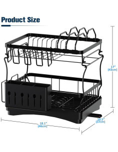 Estante para Secar Platos Aonee 2 Niveles Drenaje Removible 2