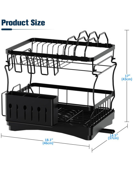 Estante para Secar Platos Aonee 2 Niveles Drenaje Removible