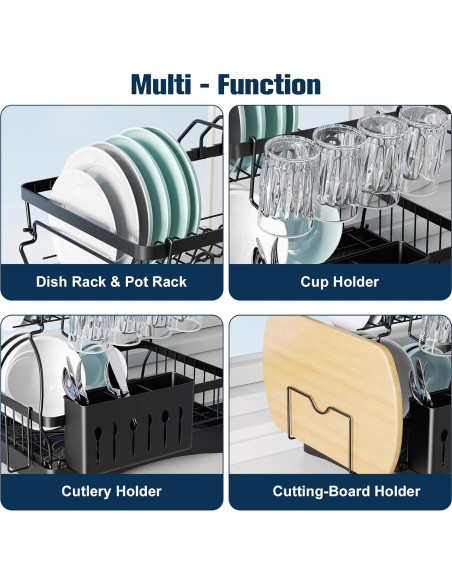 Estante para Secar Platos Aonee 2 Niveles Drenaje Removible