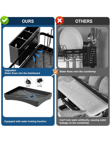 Estante para Secar Platos Aonee 2 Niveles Drenaje Removible