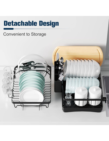 Estante para Secar Platos Aonee 2 Niveles Drenaje Removible
