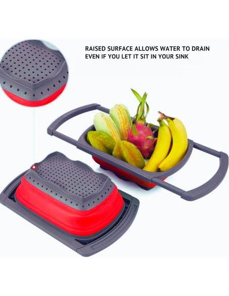 Colador Plegable de Silicona MAUCA 39x26.5cm con 3 Peladores Colador Plegable de Silicona MAUCA 39x26.5cm con 3 Peladores