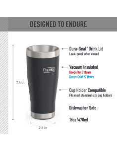 Vaso Aislado de Acero Inoxidable THERMOS 16 oz Granito 2