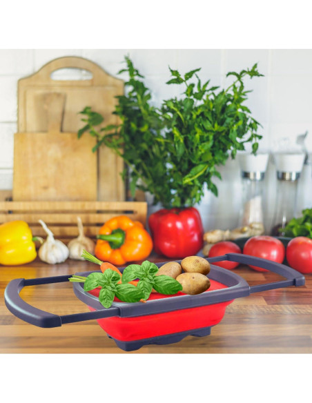 Colador Plegable de Silicona MAUCA 39x26.5cm con 3 Peladores Colador Plegable de Silicona MAUCA 39x26.5cm con 3 Peladores