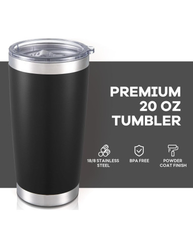 Taza de viaje Orebigo 20 oz acero inoxidable negro aislada