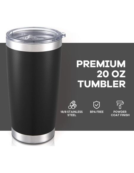 Taza de viaje Orebigo 20 oz acero inoxidable negro aislada