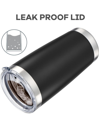 Taza de viaje Orebigo 20 oz acero inoxidable negro aislada