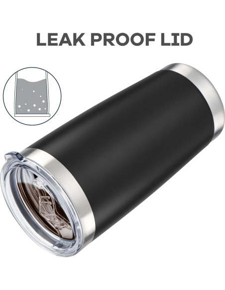 Taza de viaje Orebigo 20 oz acero inoxidable negro aislada