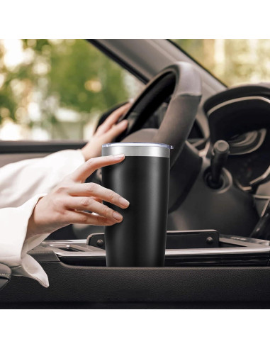 Taza de viaje Orebigo 20 oz acero inoxidable negro aislada